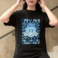 I Wear Blue For Diabetes Awareness Support T1D T2D Diabetics T Shirt - Wonder Print Shop