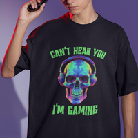 Skull Gamer T Shirt Can't Hear You I'm Gaming Funny Video Game Lover Player - Wonder Print Shop