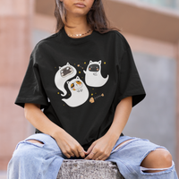 Halloween Cat Lover T Shirt Spooky Cute Ghost Costume - Wonder Print Shop