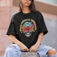 Mental Health Matters T Shirt Grow Positive Thoughts Mental Health Awareness Groovy Retro Floral Skull With Flowers - Wonder Print Shop