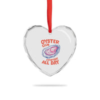 Oyster Club Heart Crystal Glass Ornament Retro Summer Beach Vacation Gift