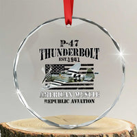 P-47 Thunderbolt WWII Airplane Crystal Glass Ornament American Muscle Vintage TS02