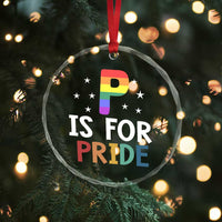 P is for Pride Crystal Glass Ornament Funny Rainbow Alphabet Celebrating LGBTQ+ Identity - Wonder Print Shop