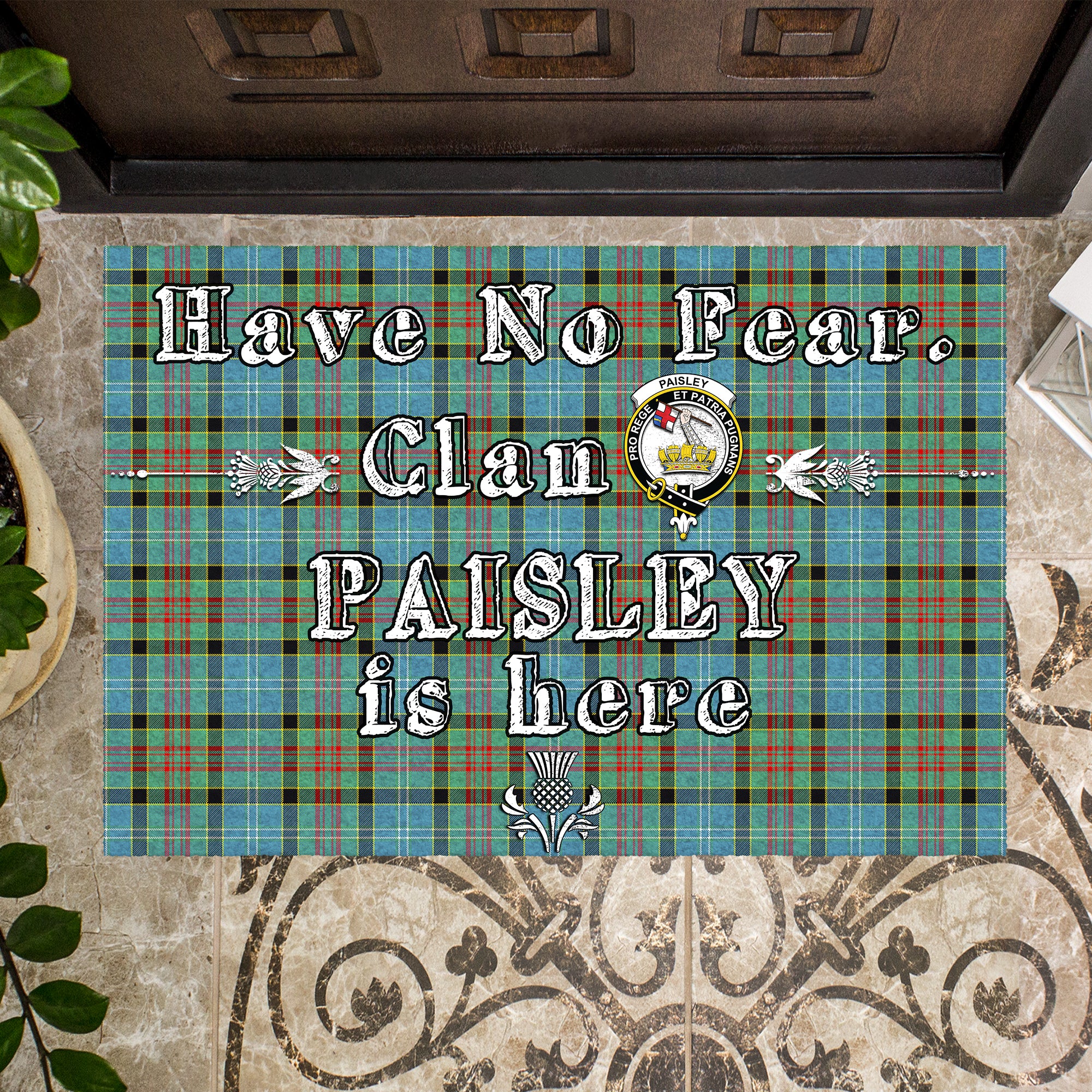 paisley-clan-tartan-door-mat-family-crest-have-no-fear-tartan-door-mat
