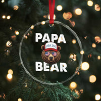 Papa Bear Father's Day Crystal Glass Ornament America 250th Anniversary USA Flag July 4th