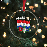 Paraguay Flag Passion Flower Mburucuya Graphic Crystal Glass Ornament Paraguaya Hispanic Latino Heritage Cultura Pride
