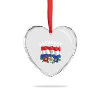 Paraguay Flag Passion Flower Mburucuya Graphic Heart Crystal Glass Ornament Paraguaya Hispanic Latino Heritage Cultura Pride