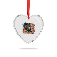 Patiotic Bull Rider Vintage Bull Riding Cowboy American Flag Heart Crystal Glass Ornament