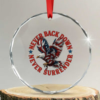 Patriotic American Eagle Graphic Crystal Glass Ornament Never Back Down Never Surrender Memorial for Freedom Fighters TS02