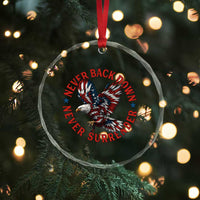Patriotic American Eagle Graphic Crystal Glass Ornament Never Back Down Never Surrender Memorial for Freedom Fighters TS02