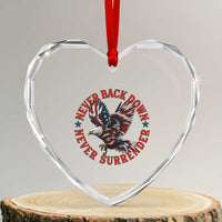 Patriotic American Eagle Graphic Heart Crystal Glass Ornament Never Back Down Never Surrender Memorial for Freedom Fighters - Wonder Print Shop