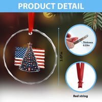 Patriotic American Flag Christmas Crystal Glass Ornament - Wonder Print Shop