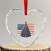 Patriotic American Flag Christmas Heart Crystal Glass Ornament - Wonder Print Shop
