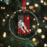 Patriotic American Flag Ice Hockey Player Crystal Glass Ornament Stars And Stripes Sports Graphic