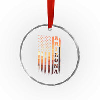Patriotic Arizona Flag Sunset Graphic Crystal Glass Ornament American Flag Southwest Desert Saguaro Cactus State Pride Souvenir
