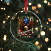 Patriotic Armed Eagle with  Camo Flag Crystal Glass Ornament Military Patriotic USA Defense - Wonder Print Shop