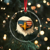 Patriotic Bald Eagle Crystal Glass Ornament With Sunglasses American Flag Vintage - Wonder Print Shop