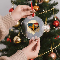 Patriotic Bald Eagle Crystal Glass Ornament With Sunglasses American Flag Vintage - Wonder Print Shop