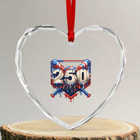 Patriotic Baseball Drip Heart Crystal Glass Ornament USA 250th Anniversary Gift