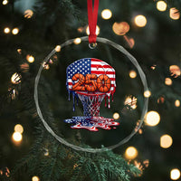 Patriotic Basketball Drip Crystal Glass Ornament USA 250th Anniversary Gift