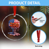 Patriotic Basketball Drip Crystal Glass Ornament USA 250th Anniversary Gift