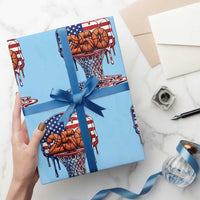 Patriotic Basketball Drip Wrapping Paper Roll USA 250th Anniversary Gift