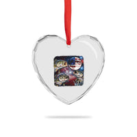 Patriotic Bass Fishing Moon Heart Crystal Glass Ornament 4th Of July Fisherman Gift