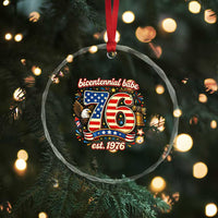 Patriotic Bicentennial Babe Est 1976 Crystal Glass Ornament Eagle Fireworks 50th Birthday