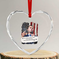 Patriotic Charlie Kirk Legacy Heart Crystal Glass Ornament The Greatness of America Power of the People - Wonder Print Shop