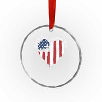 Patriotic Christian Crystal Glass Ornament Faith In God Heart Cross Flag 4th Of July Religious TS10