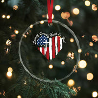 Patriotic Christian Crystal Glass Ornament Faith In God Heart Cross Flag 4th Of July Religious TS10