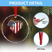 Patriotic Christian Crystal Glass Ornament Faith In God Heart Cross Flag 4th Of July Religious TS10