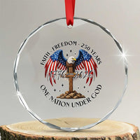Patriotic Eagle Cross One Nation Under God Crystal Glass Ornament 250th Anniversary