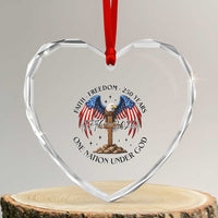 Patriotic Eagle Cross One Nation Under God Heart Crystal Glass Ornament 250th Anniversary