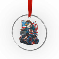 Patriotic Eagle Driving Monster Truck Crystal Glass Ornament 4th of July USA Flag Freedom - Wonder Print Shop