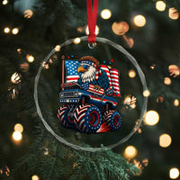 Patriotic Eagle Driving Monster Truck Crystal Glass Ornament 4th of July USA Flag Freedom - Wonder Print Shop