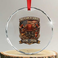 Patriotic Firefighter 250 Years Of Service USA Anniversary Gift Crystal Glass Ornament
