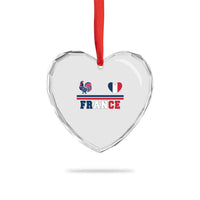 Patriotic France Soccer Fan Heart Crystal Glass Ornament Fierté Football Française