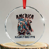 Patriotic Horror Mashup Crystal Glass Ornament America Killing It Since 1776 TS02