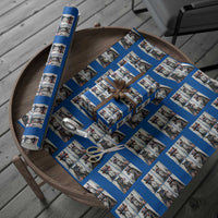Patriotic Horse Selfie Squad Wrapping Paper Roll USA Flag Red White And Blue Graphic