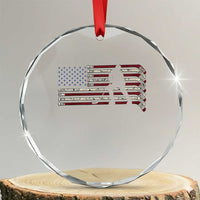 Patriotic Ice Hockey Sticks American Flag Crystal Glass Ornament