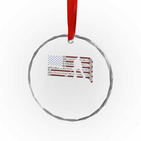 Patriotic Ice Hockey Sticks American Flag Crystal Glass Ornament