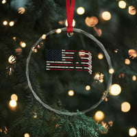 Patriotic Ice Hockey Sticks American Flag Crystal Glass Ornament