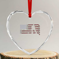 Patriotic Ice Hockey Sticks American Flag Heart Crystal Glass Ornament