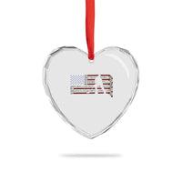 Patriotic Ice Hockey Sticks American Flag Heart Crystal Glass Ornament