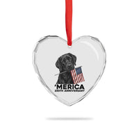 Patriotic Labrador Retriever Heart Crystal Glass Ornament America 250th Anniversary Gift