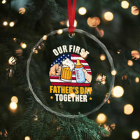 Patriotic Our First Fathers Day Together Crystal Glass Ornament Gift For New Dad