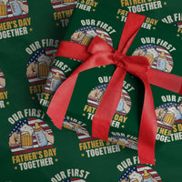 Patriotic Our First Fathers Day Together Wrapping Paper Roll Gift For New Dad
