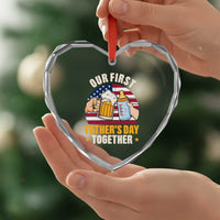 Patriotic Our First Fathers Day Together Heart Crystal Glass Ornament Gift For New Dad