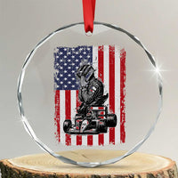 Patriotic Racing Car American Flag Race Crystal Glass Ornament - Wonder Print Shop